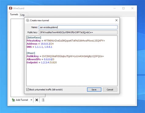 configure wireguard client windows