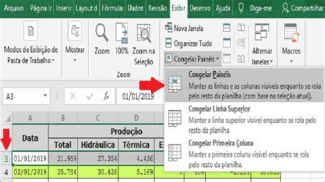 congelar coluna excel atalho