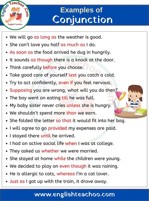conjunction examples sentences with answers class 2