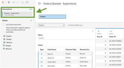 connect excel to tableau server