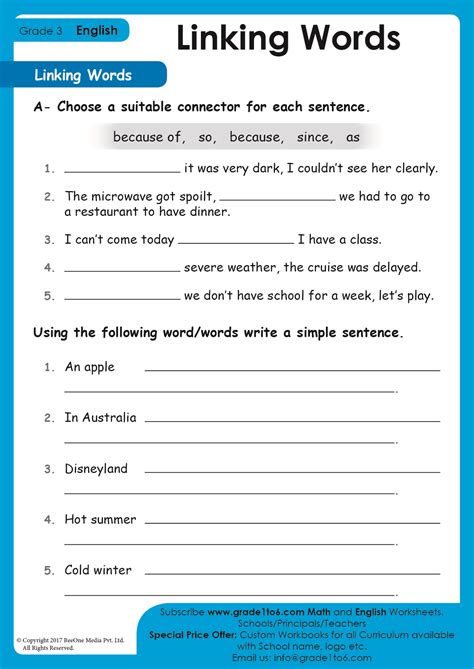 connecting words worksheet with answers pdf