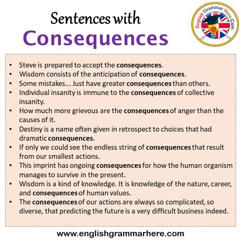 consequences meaning in english with example sentence