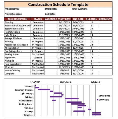 construction project directory template excel