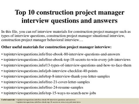 construction project management interview questions and answers pdf