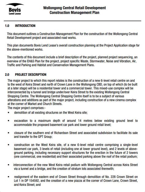 construction project plan example pdf