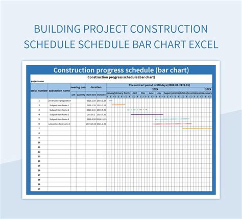 construction schedule bar chart excel template