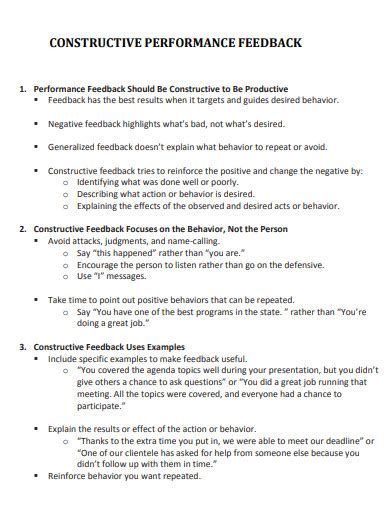 constructive feedback for low performance examples