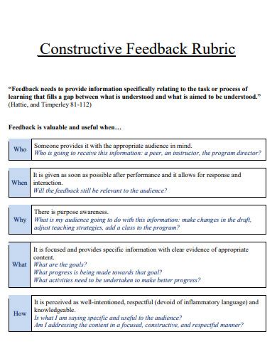 constructive performance review comments examples