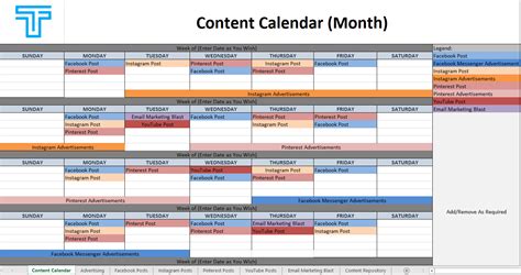 content calendar