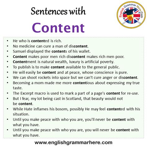 content words examples sentences