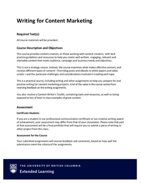 content writing examples pdf