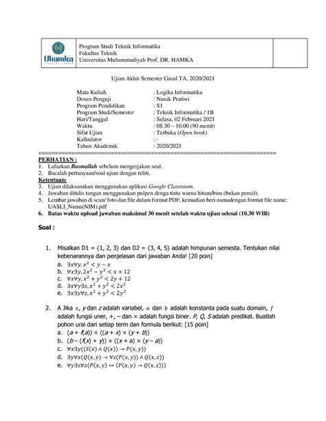 contoh soal logika informatika