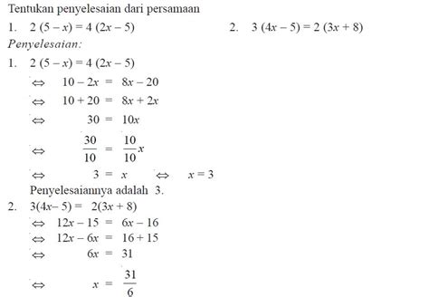 contoh soal persamaan linear satu variabel