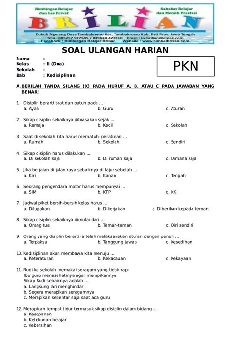 contoh soal PKN Kelas 10 Semester 2