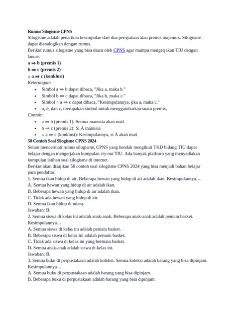 contoh soal silogisme cpns dan pembahasannya pdf