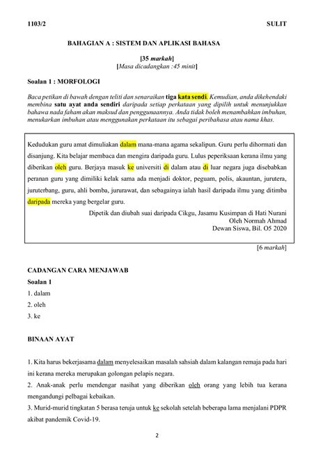 contoh soalan bi kertas 2 tingkatan 5
