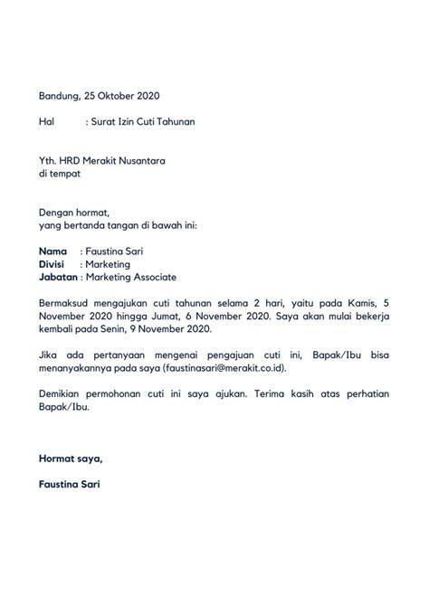 contoh surat cuti