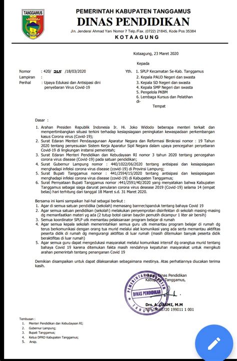 Contoh surat dinas pendidikan