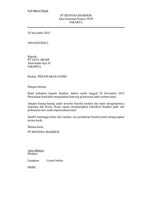 contoh surat lamaran full block format