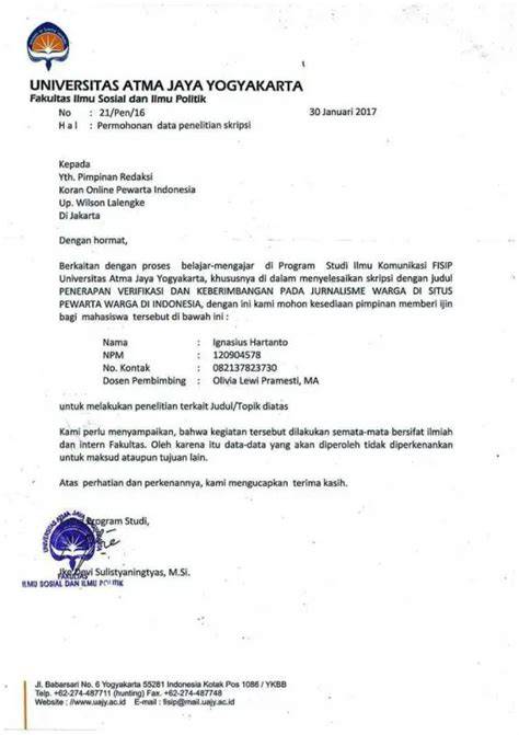 contoh surat permohonan meminta data