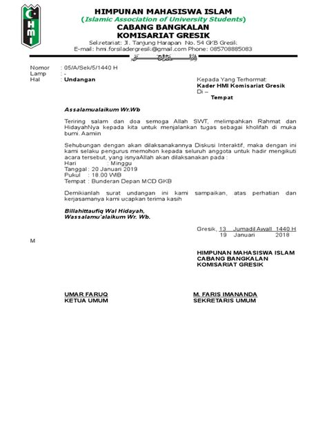 Contoh Surat Semi Formal