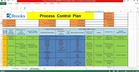 control plan template excel free