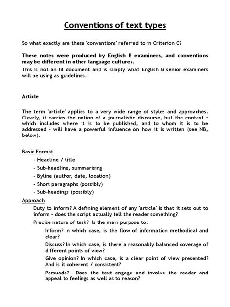 conventions of text