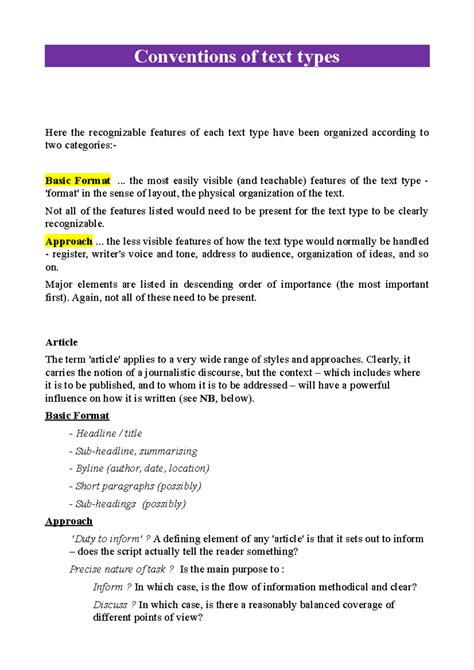 conventions of text types