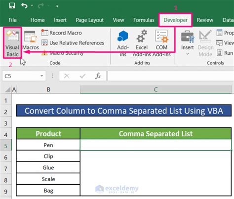 convert column to comma separated list excel