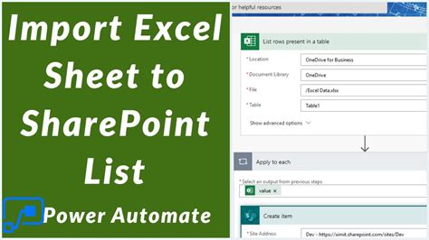 convert excel file to sharepoint list power automate