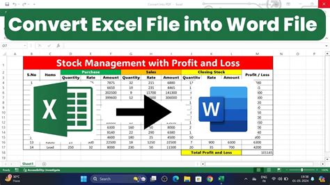 convert excel into word format