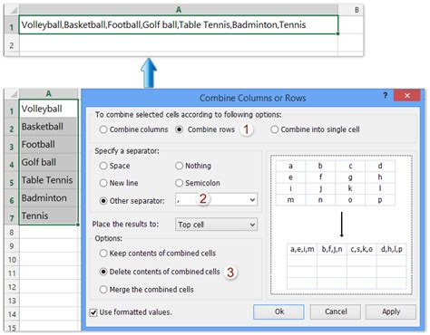 convert excel list to comma separated