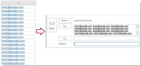 convert excel list to email addresses