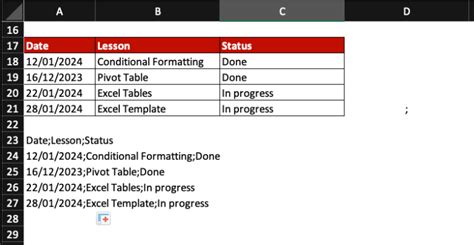 convert excel list to semicolon separated string