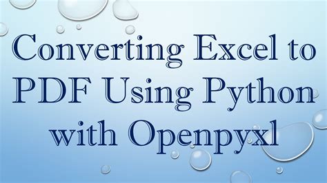 convert excel sheet to pdf using python