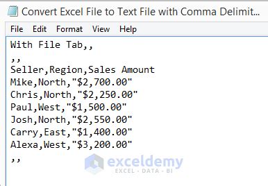 convert excel to text file with comma delimiter
