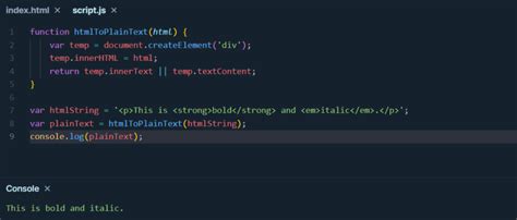 convert html to plain text javascript