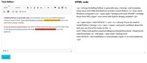 convert html to rich text python