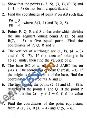 coordinate geometry class 10 hots questions with solutions