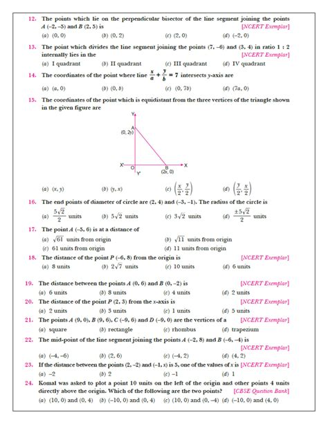 coordinate geometry class 10 mcq questions with answers