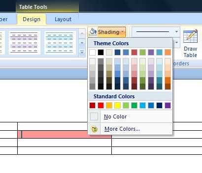 copy shading in word table
