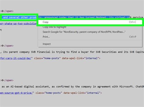 copy text from html page online