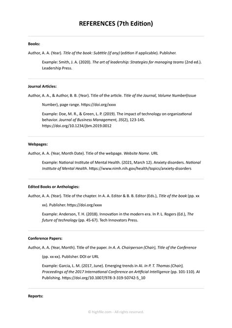 correct apa format reference list