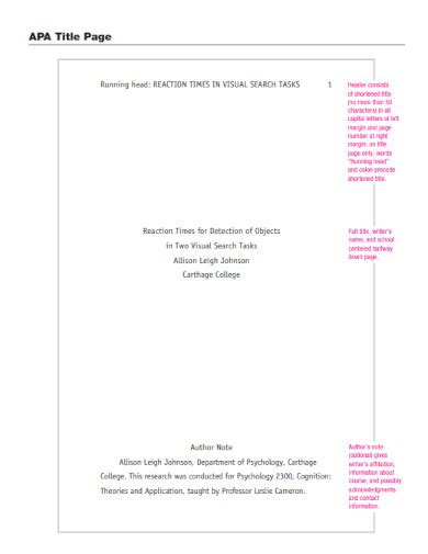 correct format for title page in apa style