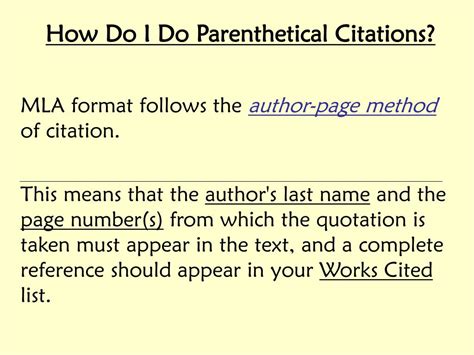 correct mla format for parenthetical citation