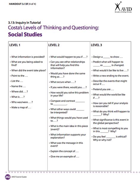 costa level 2 and 3 questions examples
