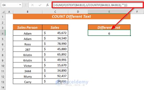 count different cells in excel