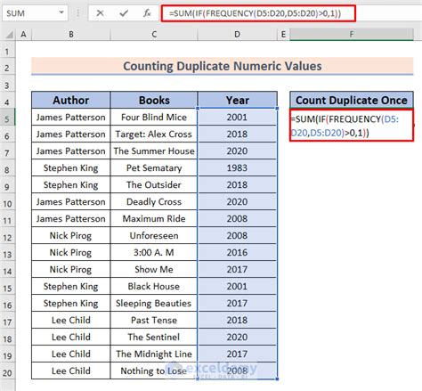 count duplicate values in excel only once