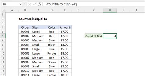 count equal values in excel