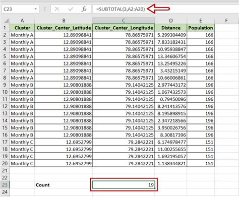 count filtered rows in excel pivot table